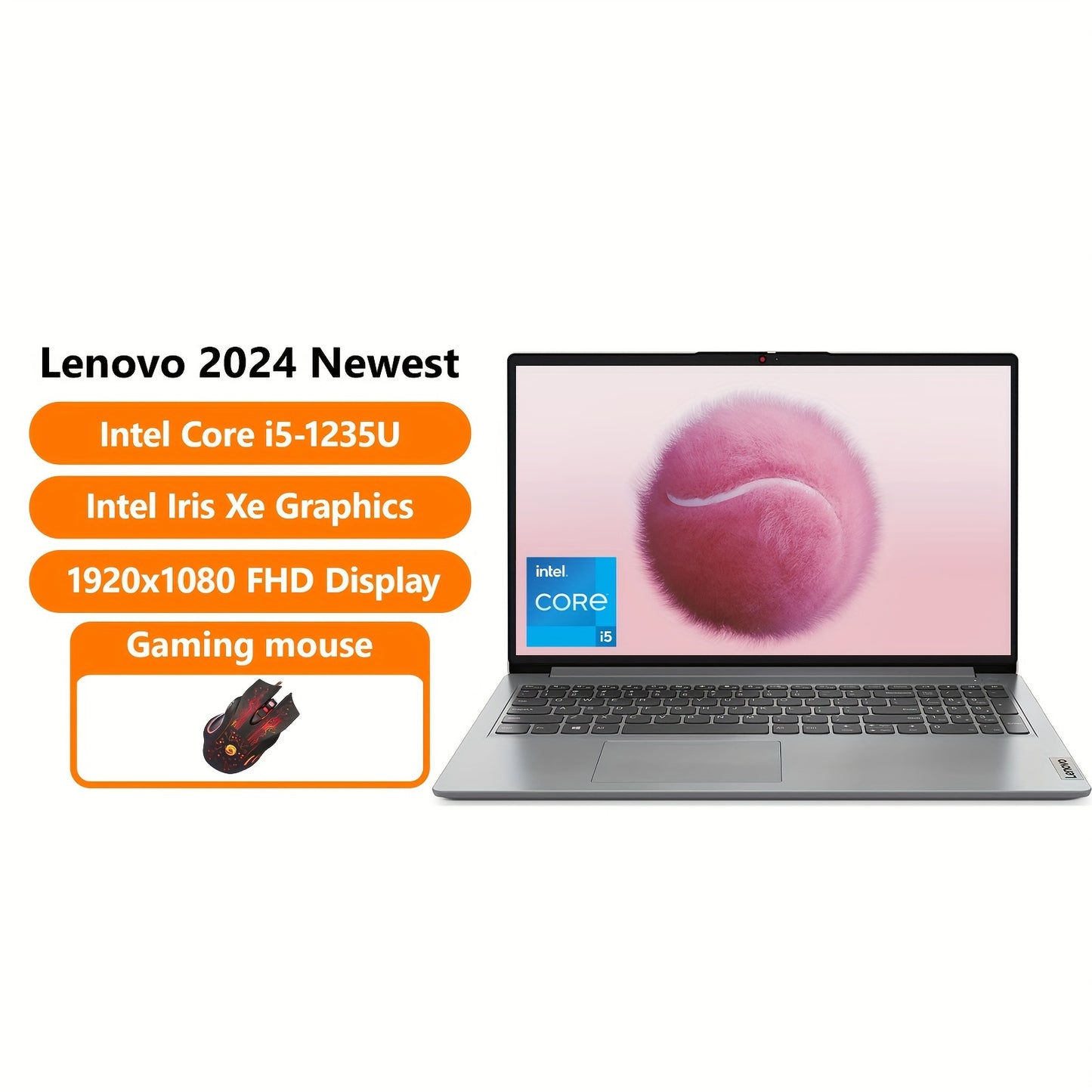 Lenovo IdeaPad 1i Laptop For Business - 15.6" FHD Display, Intel Core I5-1235U (up To 4.40 GHz), Up To 32GB RAM, Up To 2TB SSD, Intel Iris Xe Graphics, Webcam, WiFi 6, Windows 11 S, With Gming Mouse