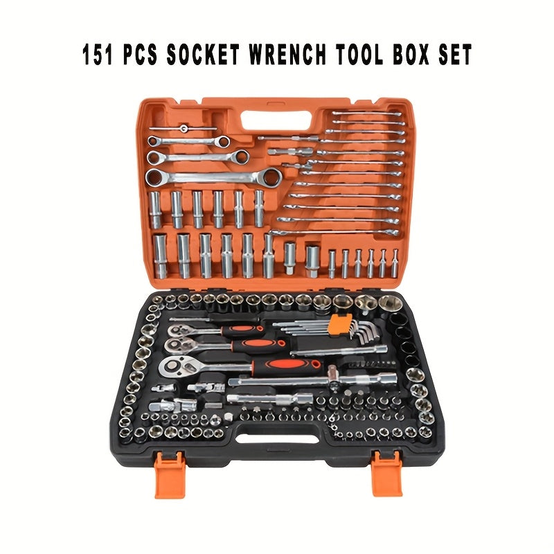 Ultimate 151/46-piece set of automotive machinery tool kits - high-quality ratchet torque wrench and multi-screwdriver sets - ultra-portable, integrated solution for automotive, bicycle and motorcycle repair tools