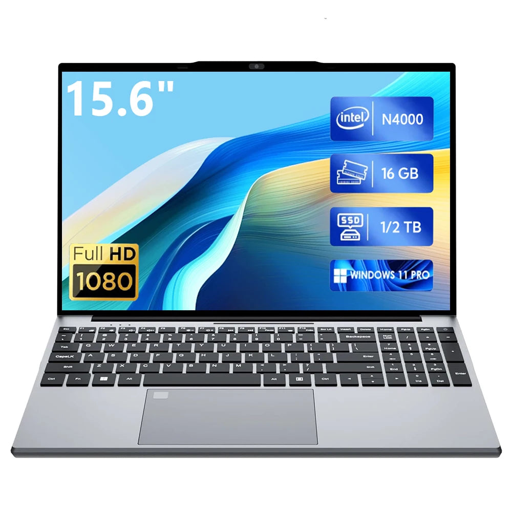2025 Windows 11 Laptop Computer Intel Core i7 8500Y N4000 Ultra-thin Notebook 16GB RAM 1TB 2TB SSD 15.6" Fingerprint Unlock PC
