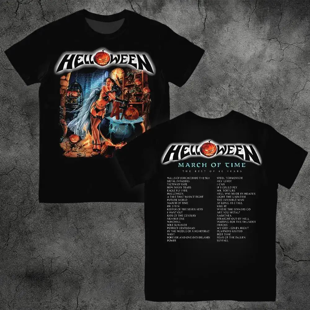 German Heavy Metal Rock Band Helloween Printed T-shirt Street Hip-hop Oversized Men's Tee Trendy Vintage Style Unisex Clothing