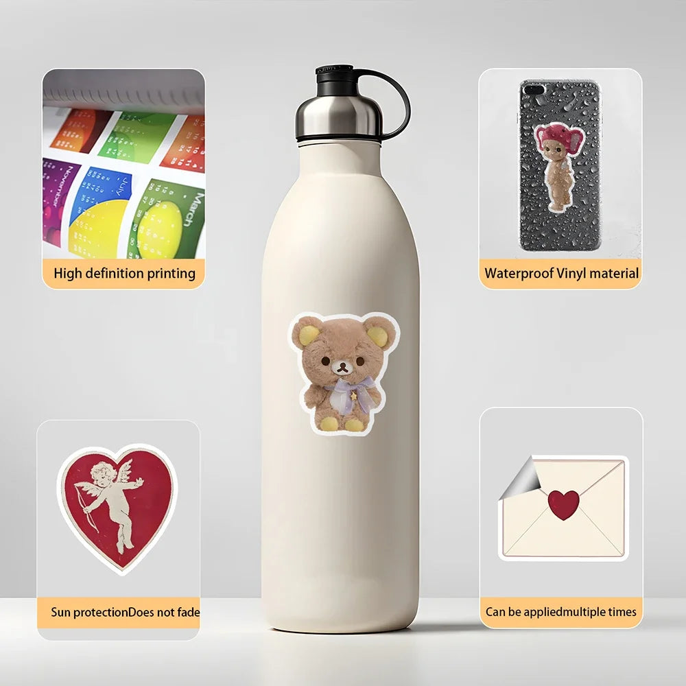 50Pcs Cute Pink Girls Stickers Ins Style Coquette Cartoon DIY Skateboard Motorcycle Suitcase Decor Phone Laptop Decals