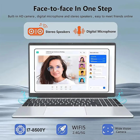 2025 Windows 11 Laptop Computer Intel Core i7 8500Y N4000 Ultra-thin Notebook 16GB RAM 1TB 2TB SSD 15.6" Fingerprint Unlock  PC