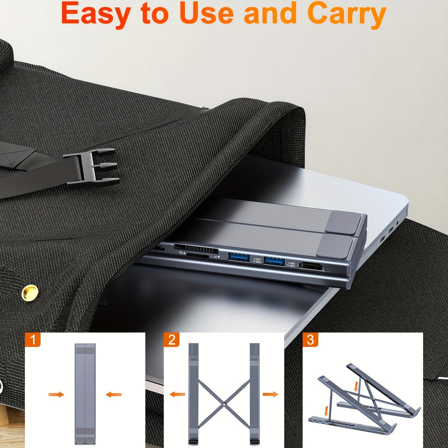 8in 1 USB C Laptop Docking Station Stand, USB C Dock Tablet Stand, USB C Hub with HDTV 2 USB 3.1, PD 100W, Universal Docking Station for MacBook Pro/Air/Dell/HP/Surface/Lenovo