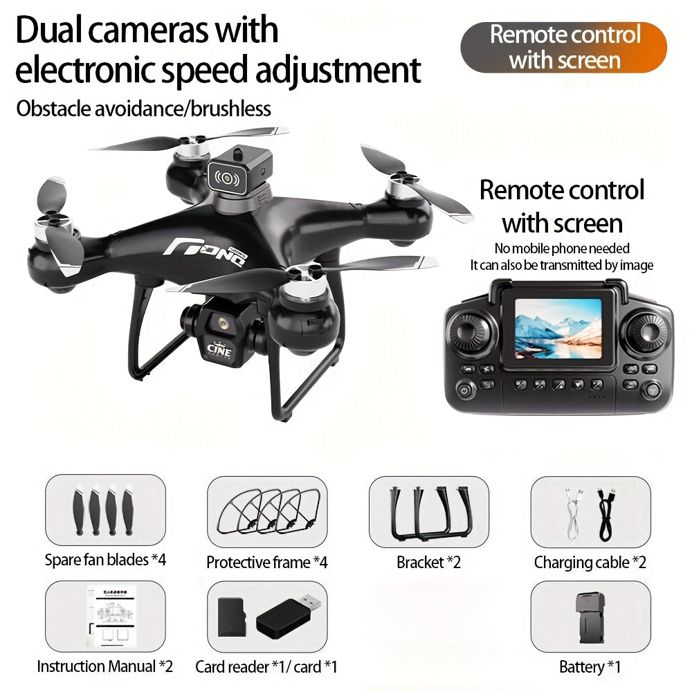 New F156 Dual-Camera Drone, Remote Control with Built-in Screen Display, Electric Adjustable Lens, Obstacle Avoidance, Flow Suspension, Brushless Motor Stable Flight, Real-time Video Transmission, 50x Zoom, Three-speed Adjust