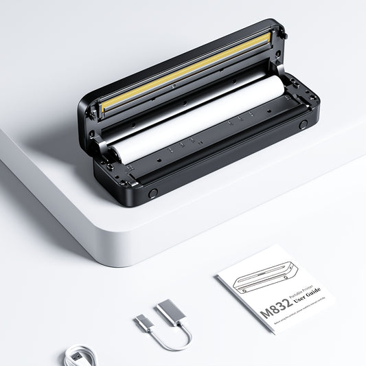 1pc Phomemo M832 Portable Printers Wireless For Travel, Upgrade BT Thermal Printer, No Ink Printer Support 21.59cm X 27.94cm Letter & A4 Thermal Roll Paper, Compatible With Phone & Laptop, 300DPI