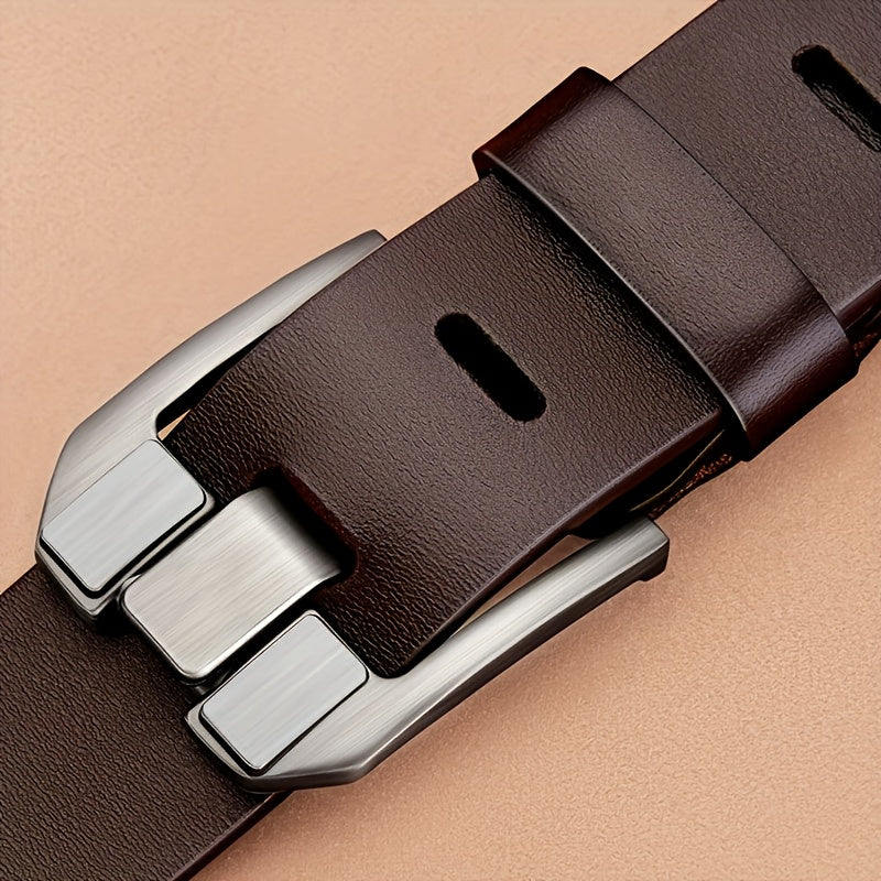 Men'S Genuine Leather Belt with Alloy Buckle - Casual Retro Style, Black, Perfect Gift for Husband or Father, Everyday Accessory|Casual Style Belt|Durable Leather Belt, Belt For Men, Men'S Belt