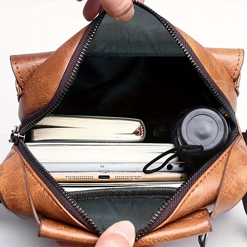 Neutral Square Shape Men'S Tote Bag, Vintage, Vertical, Adjustable Zipper Closure, Black, Polyester Lining, No Printing, Lightweight, Casual Style, with Business Casual for Men and Women