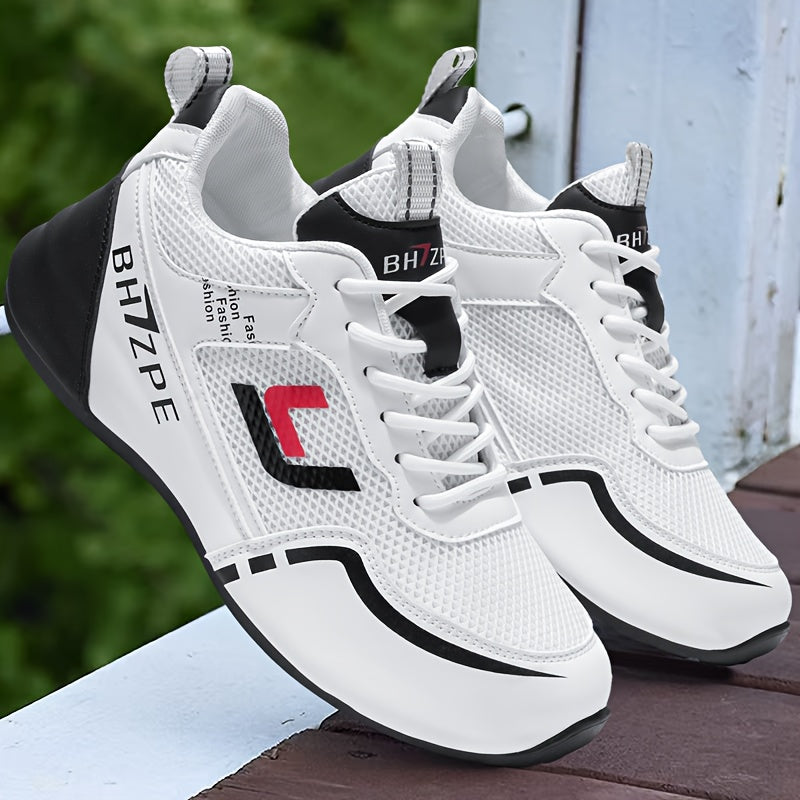 A Pair of Men's Casual Sports Shoes, Trendy and Versatile Fashionable Gym Sneakers, Casual Attire, Casual Footwear, Modern Design, Sporty Look, Durable Pu Upper, Supportive Sole, Allseason Shoes, Men's Sneakers, Fitness Enthu