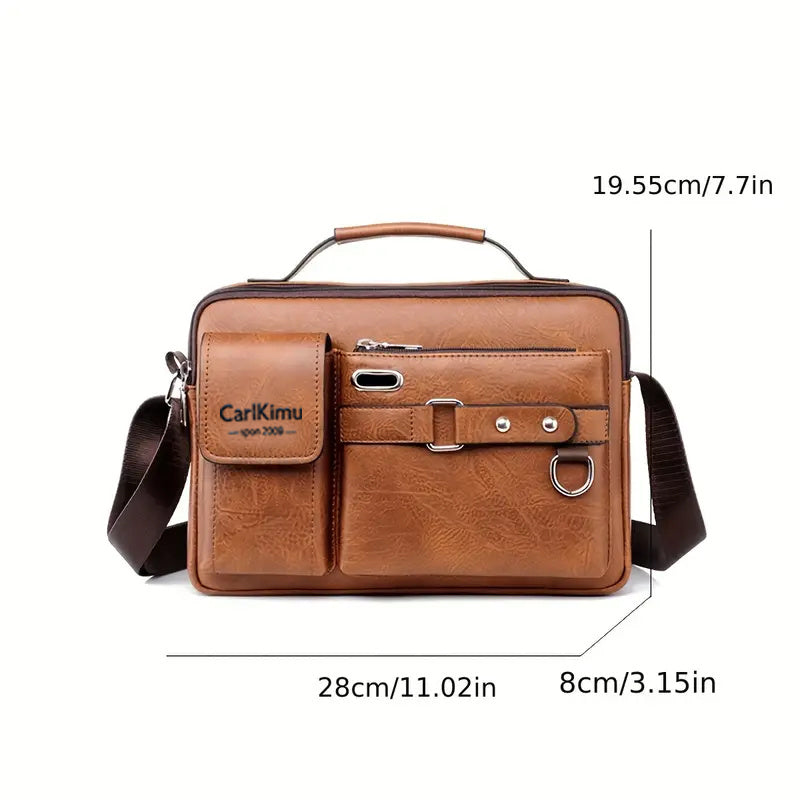 Men'S Vintage Brown Briefcase - Adjustable Shoulder Strap, Multiple Compartments, Zipper Closure, Casual Business Handbag for Daily Commute, Casual Business Bag | Vintage Style Bag | Durable Zipper Closure, Briefcase