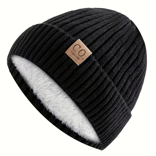Men'S Sports Knit Hat, Navy Blue and White Striped Design, Fleece-Lined Warm Lining, 5 Colors Available, Soft Fluffy Interior, Hand Washable Cold-Resistant Beanie, Ribbed Texture, Durable Stitching, Novelty Slouchy and Knitte