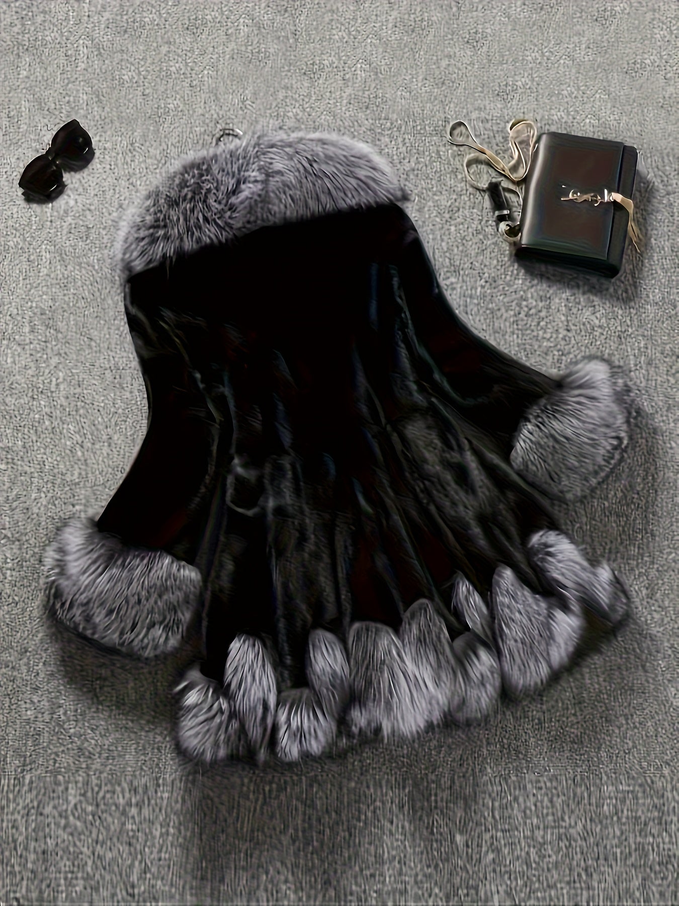 Women's Elegant Coat - Winter Formal & Everyday Outerwear with Hood, Non-Stretchy Structured Fit, Easy-Care Luxury Cold Weather Jacket for Women (Autumn/Winter), Cozy Warm Wear, Faux Fur Lining, Plush Accents