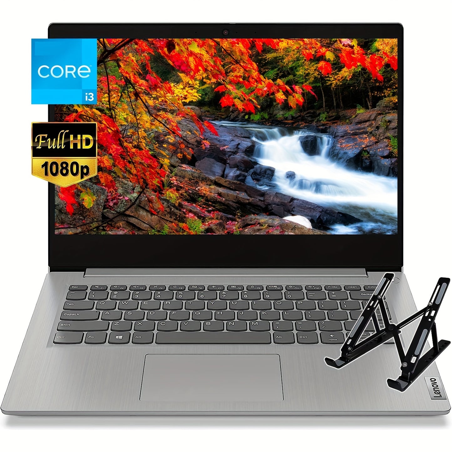 Lenovo 2024 Newest Ideapad 3i Laptop, 14" FHD Display, Intel Core i3-1115G4, 12GB RAM, 512GB SSD, Intel UHD Graphics, Bluetooth, WiFi, Webcam, HDTV, for Student & Business, Windows 11 S, Laptop Stand