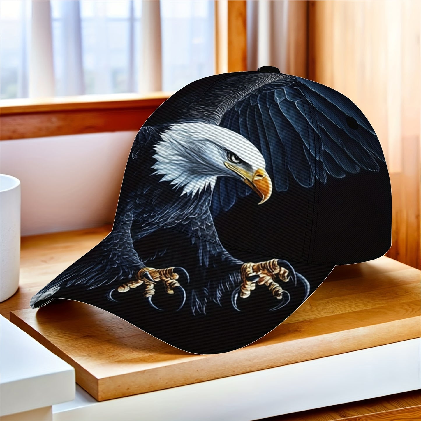 1pc Baseball Cap with Majestic Eagle in Flight - Adjustable Strap, Lightweight Foldable Hat for Outdoor Sports, Hiking, Casual - Unisex Duckbill Cap for Men & Women (Machine Washable) - Bold Eagle Graphic Design, Hiking Gear,