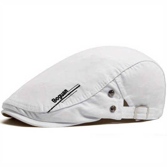 Men'S and Women'S Cotton Embroidered Flat Cap with Star Design - Elegant Non-Stretch Fabric, Hand Washable, Ideal for Spring and Summer, Casual Headwear | Embroidered Flat Cap | Cotton Flat Cap