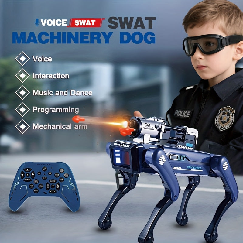 Cool AI robot dog, intelligent voice interactive robot dog, capable of spraying water mist, launching soft arrows, music and dance, programming, robotic arm, technology gift, remote control robot dog, Dog Robot, Robot Dogs Re