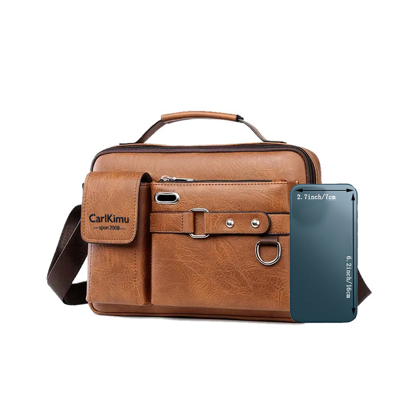 Men'S Vintage Brown Briefcase - Adjustable Shoulder Strap, Multiple Compartments, Zipper Closure, Casual Business Handbag for Daily Commute, Casual Business Bag | Vintage Style Bag | Durable Zipper Closure, Briefcase