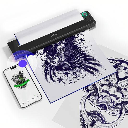 Peripage P90 Tattoo Stencil Printer Tattoo Printer Thermal Printer for DIY Tattoo, Mini Portable Printer, Compatible with Smartphone and PC, iOS, for Android, with 5pcs A4 Tattoo Transfer Paper