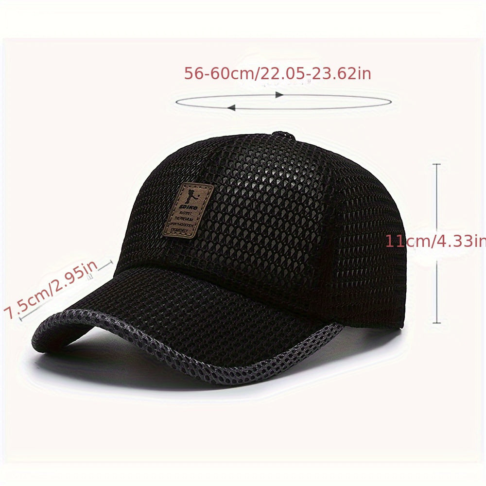 2pcs Ediko Mesh Cap with Edge, Summer Mesh Baseball Cap for Men, Truck Driver Mesh Cap, Outdoor Sports Running. Fabric.