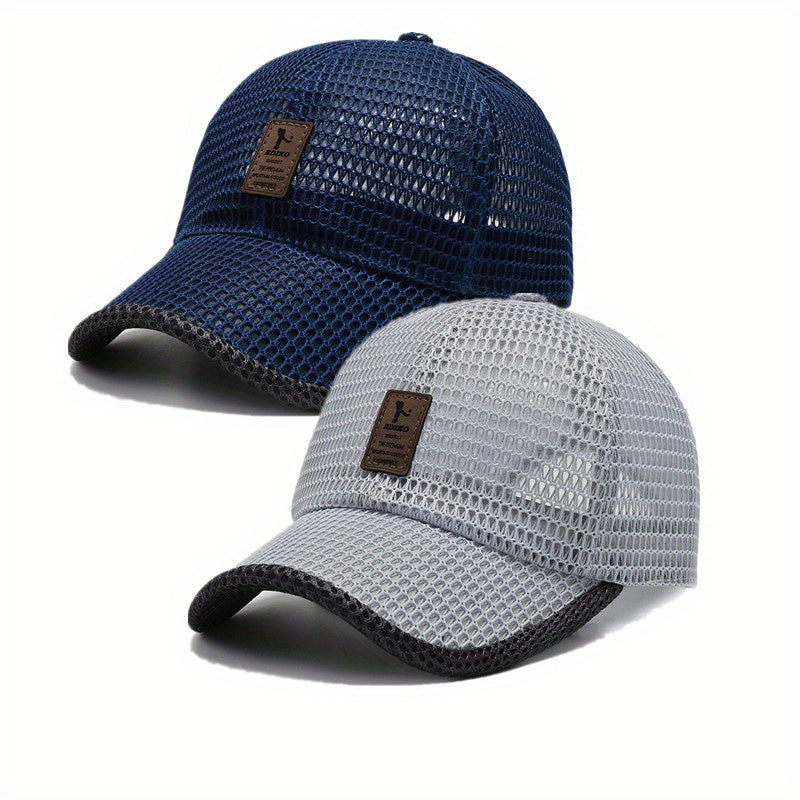 2pcs Ediko Mesh Cap with Edge, Summer Mesh Baseball Cap for Men, Truck Driver Mesh Cap, Outdoor Sports Running. Fabric.