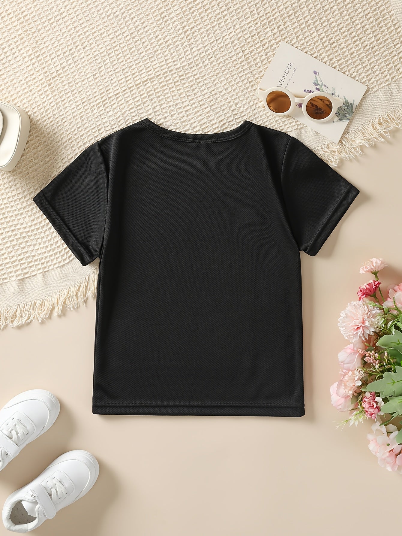 Summer Fashion Girls' Short Sleeve T-Shirt with "Big Fist Meets Little Fist" Daddy + Me Letter Print Casual Top NYDX4322