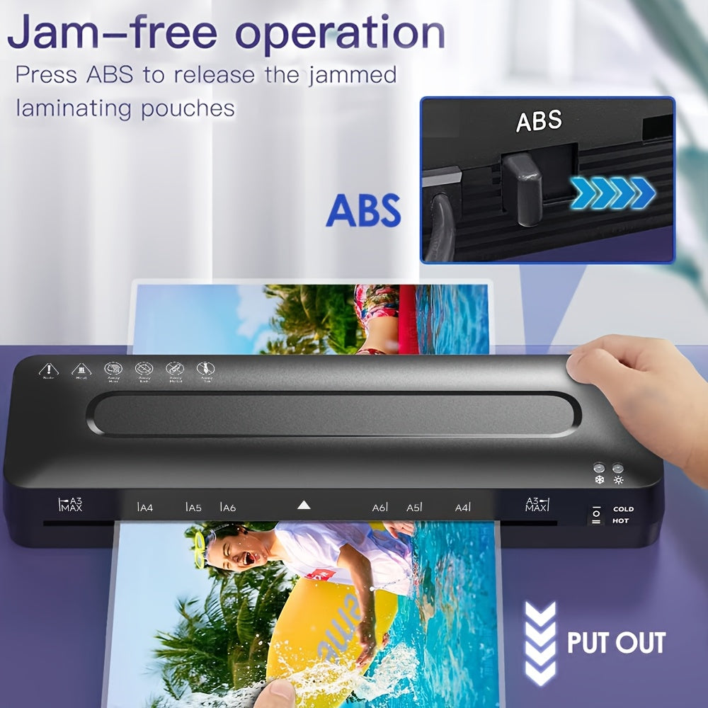 5-in-1 A3 Laminator Machine with Paper Trimmer & Corner Rounder - Cold & Thermal Laminating Sheets Included, Ideal for Home Office & School Use, 220V-240V, European Standard Plug, Office Laminating Machine|Modern Laminator|Du