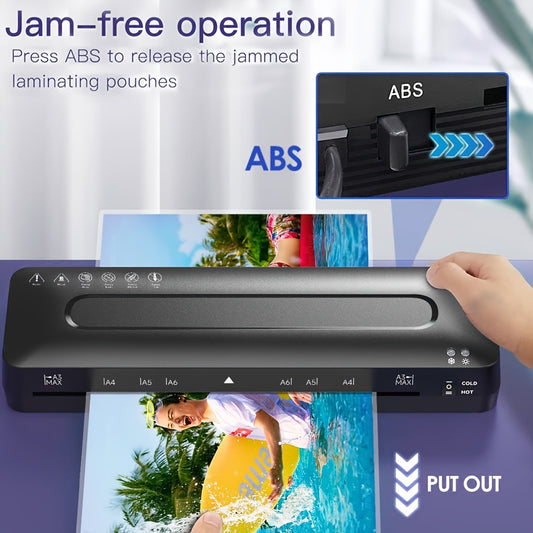 5-in-1 A3 Laminator Machine with Paper Trimmer & Corner Rounder - Cold & Thermal Laminating Sheets Included, Ideal for Home Office & School Use, 220V-240V, European Standard Plug, Office Laminating Machine|Modern Laminator|Du