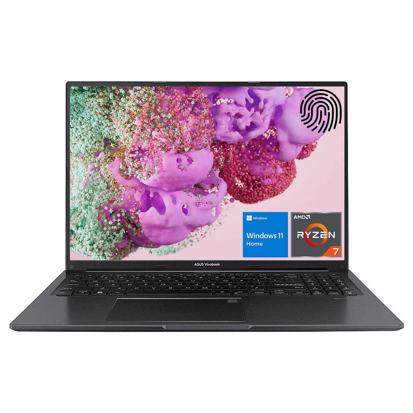 ASUS Vivobook 16 Laptop, 16" WUXGA Display, AMD Ryzen 7 7730U, AMD Radeon Graphics, 40GB RAM, 2TB PCIe SSD, Backlit Keyboard, Fingerprint Reader, Touchpad, Wi-Fi 6, Windows 11 Home, Black,