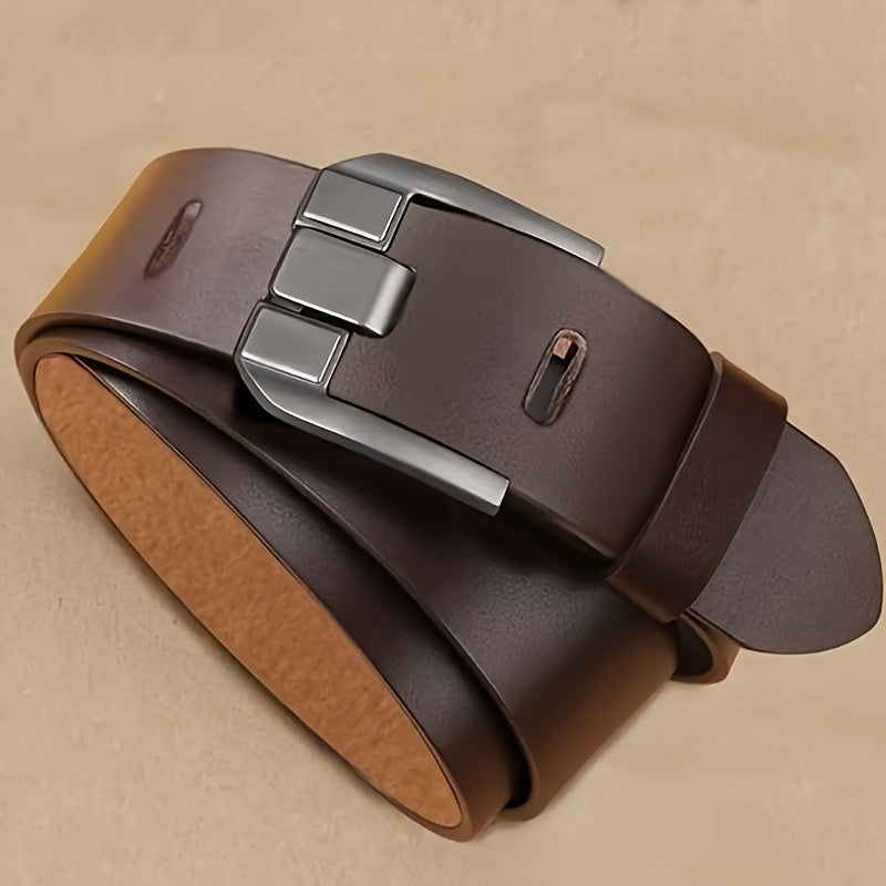 Men'S Genuine Leather Belt with Alloy Buckle - Casual Retro Style, Black, Perfect Gift for Husband or Father, Everyday Accessory|Casual Style Belt|Durable Leather Belt, Belt For Men, Men'S Belt