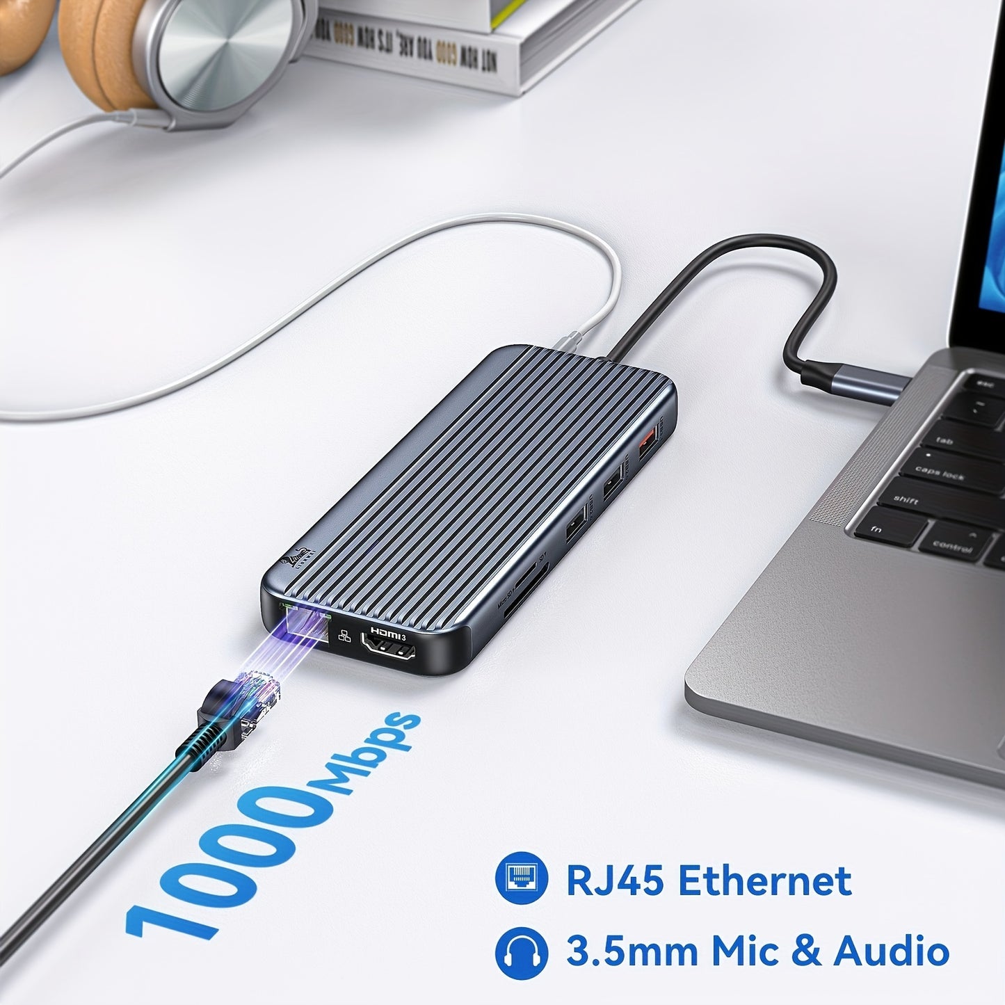 USB C Docking Station 3 Monitors, LIONWEI USB C Hub to 3 HDMI Docking Station Triple Monitor with 10Gbps USB C/ A 3. 1, 100W PD, Ethernet, Audio Ports for Dell/ HP/ Lenovo/ MacBook