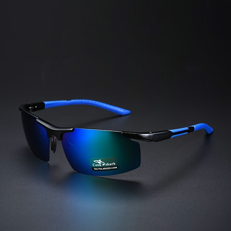 CookShark Men's Polarized Fashion Glasses - Wide Frame (>139mm) for Driving, Fishing & Hiking, Lightweight Durable Design with Protective Case, Casual Outdoor Travel Goggles, Sleek Construction, Quality Lenses