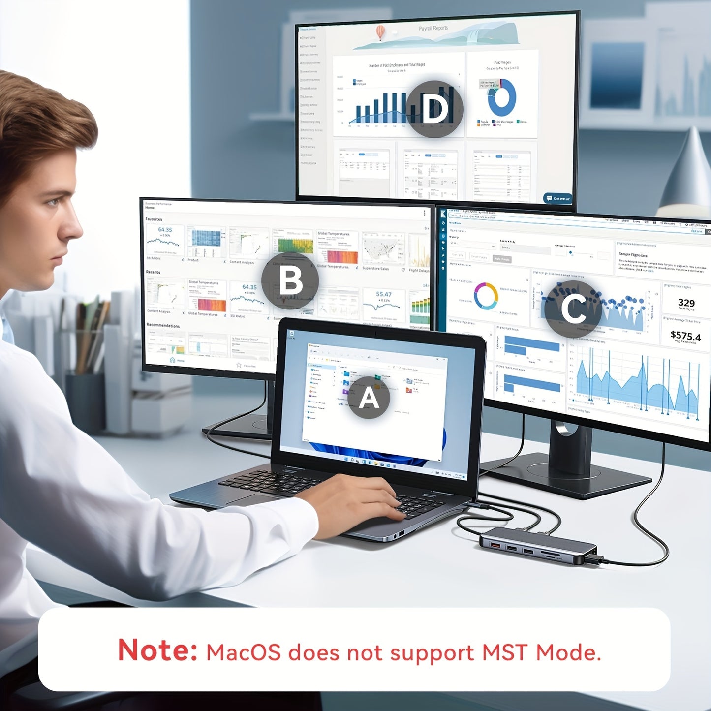 USB C Docking Station 3 Monitors, LIONWEI USB C Hub to 3 HDMI Docking Station Triple Monitor with 10Gbps USB C/ A 3. 1, 100W PD, Ethernet, Audio Ports for Dell/ HP/ Lenovo/ MacBook