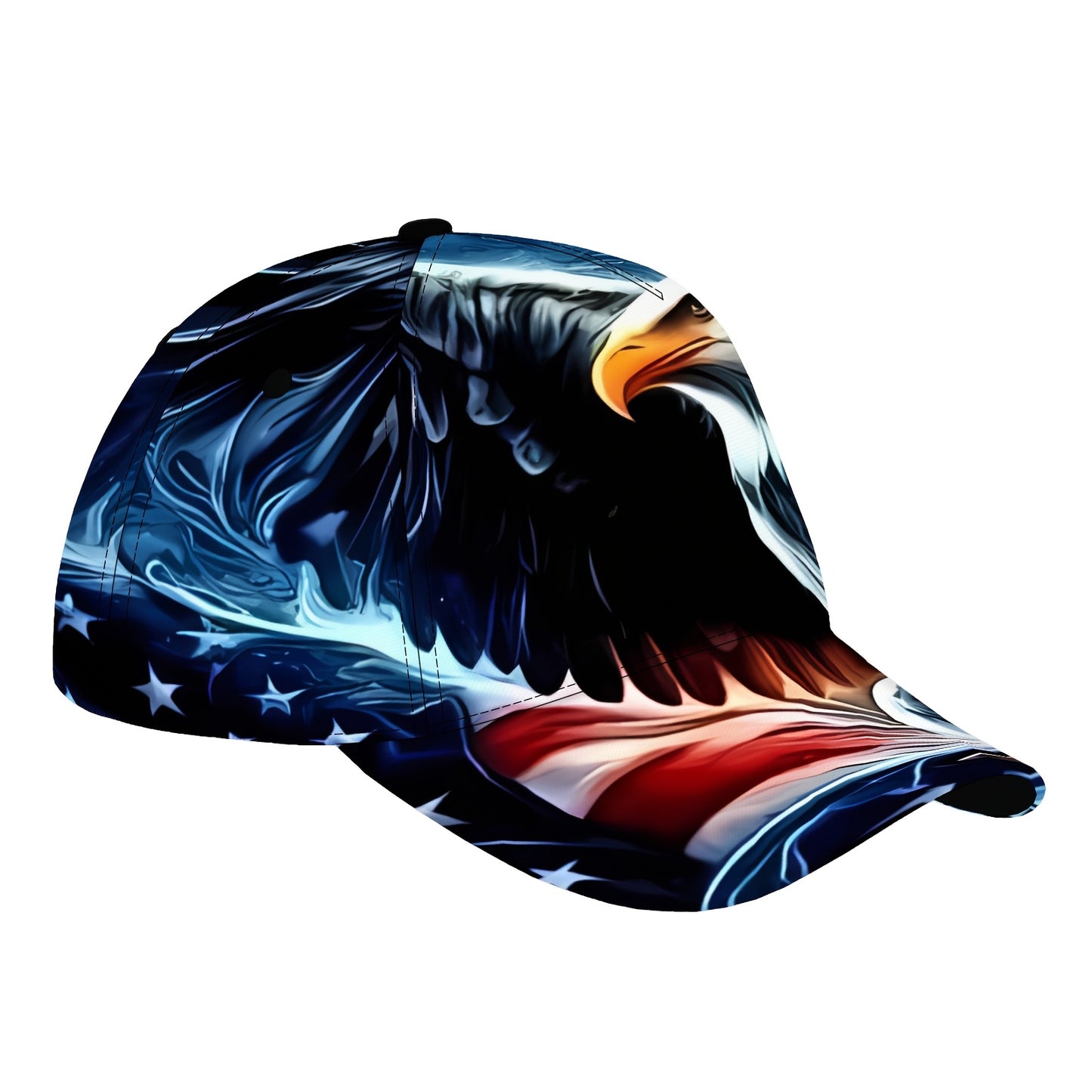 1pc Eagle Head & American Flag Baseball Cap - Adjustable Snapback, Lightweight Polyester, with Red, & Stripes - Patriotic Graffiti Hat For Men & Women, Halloween, Christmas, Thanksgiving - Streetwear Fashion Accessory, Machin