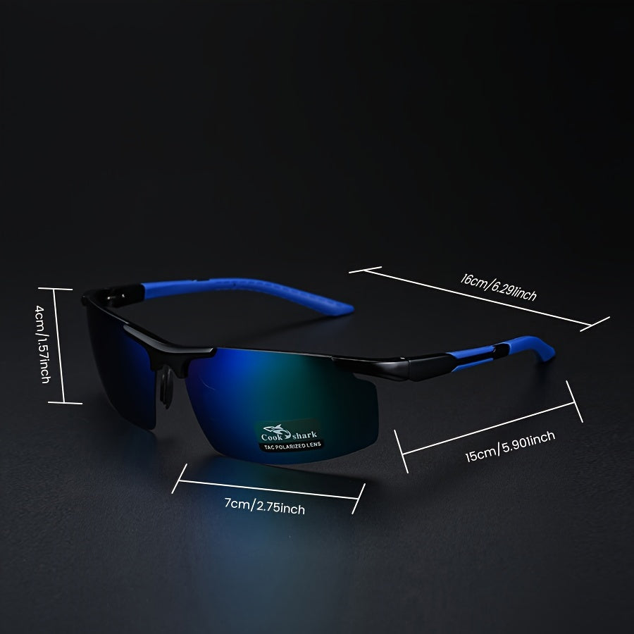 CookShark Men's Polarized Fashion Glasses - Wide Frame (>139mm) for Driving, Fishing & Hiking, Lightweight Durable Design with Protective Case, Casual Outdoor Travel Goggles, Sleek Construction, Quality Lenses