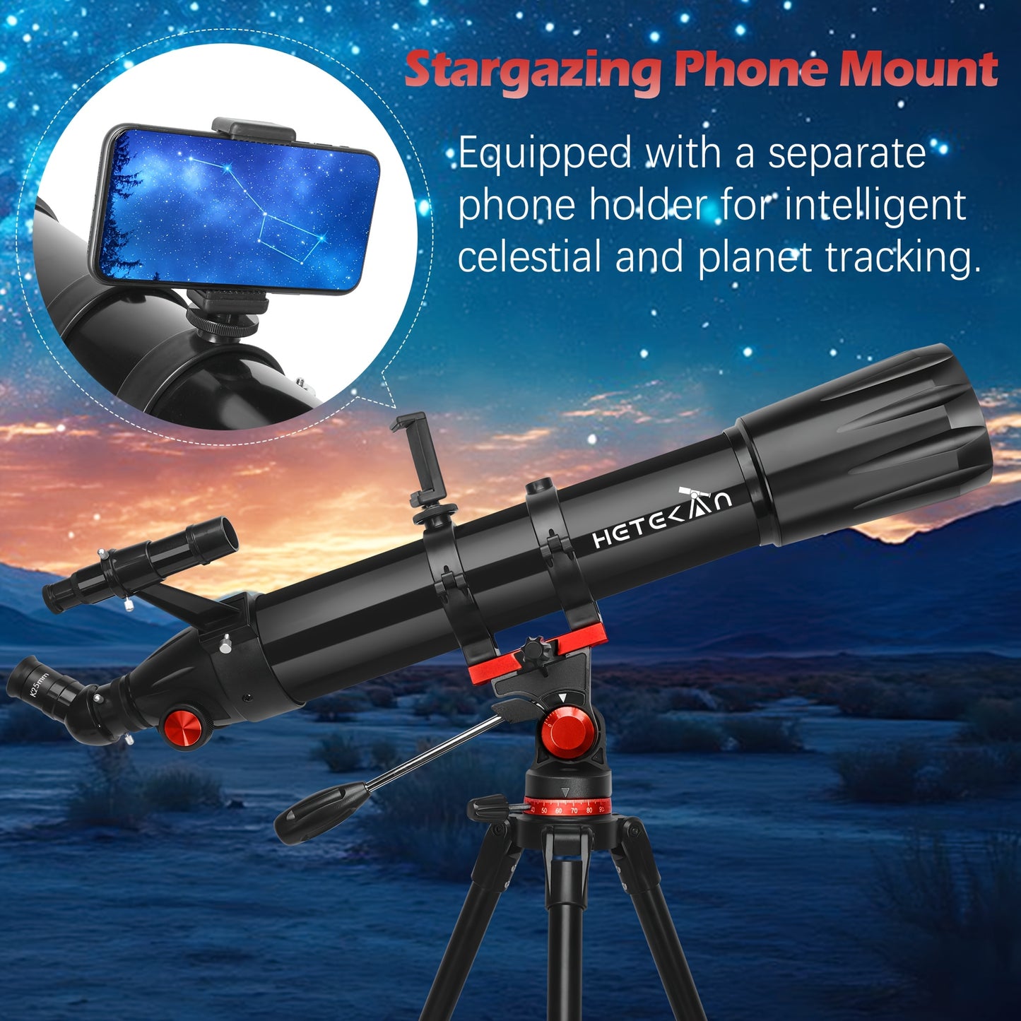 450x Magnification Professional Refractor Telescope, 90mm Aperture, 900mm Full Coated, High Transmittance with AZ Mount and Phone Holder for Moon Gazing, Bird Watching, Stargazing - Ideal Christmas and Birthday Gift