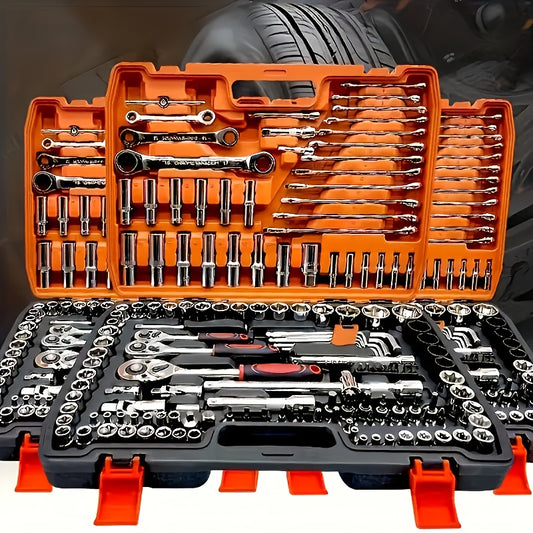 Ultimate 151/46-piece set of automotive machinery tool kits - high-quality ratchet torque wrench and multi-screwdriver sets - ultra-portable, integrated solution for automotive, bicycle and motorcycle repair tools