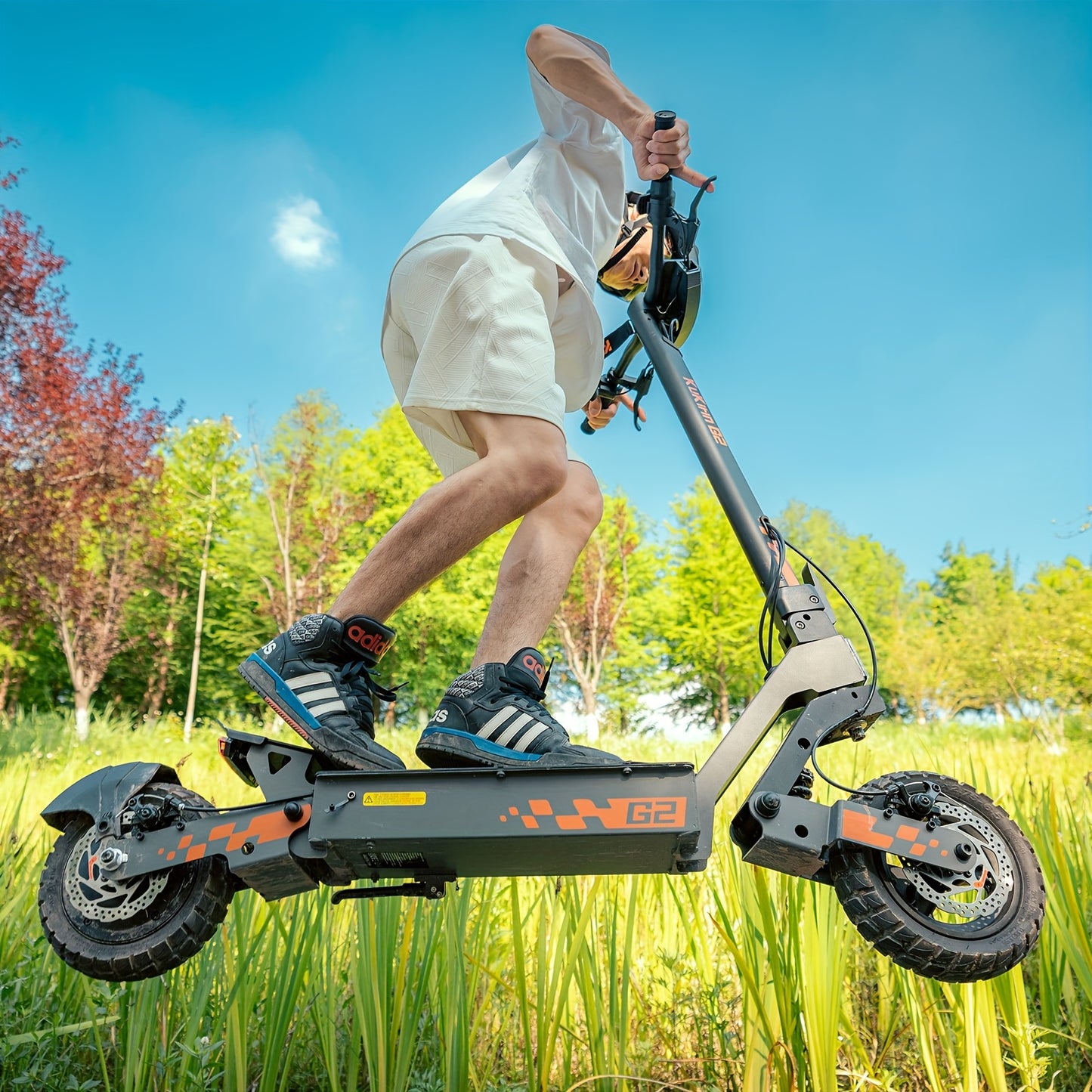 KuKirin G2 Electric Scooter for Adults - 55km Long Range, 48V 15.6Ah Removable Battery, Powerful Motor, Dual Suspension & 25.4cm All-Terrain Tires, Foldable with LCD Display, 3 Speed Modes, Front Brake System, 36V-100V Compat