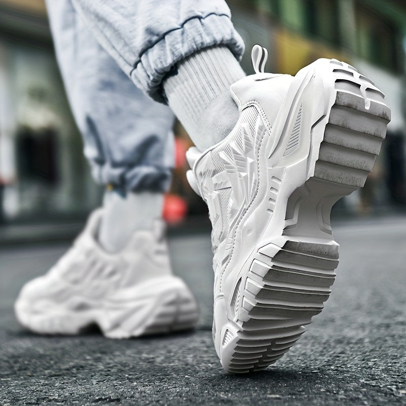 Men'S Breathable Running Shoes - Lightweight Sneakers with Cushioned TPU Sole, Lace-Up Closure, Non-Slip Rubber Outsole - All-Season Gym, Jogging, Gym Footwear, Striped Design, Comfortable Fit, Fitness Enthusiasts