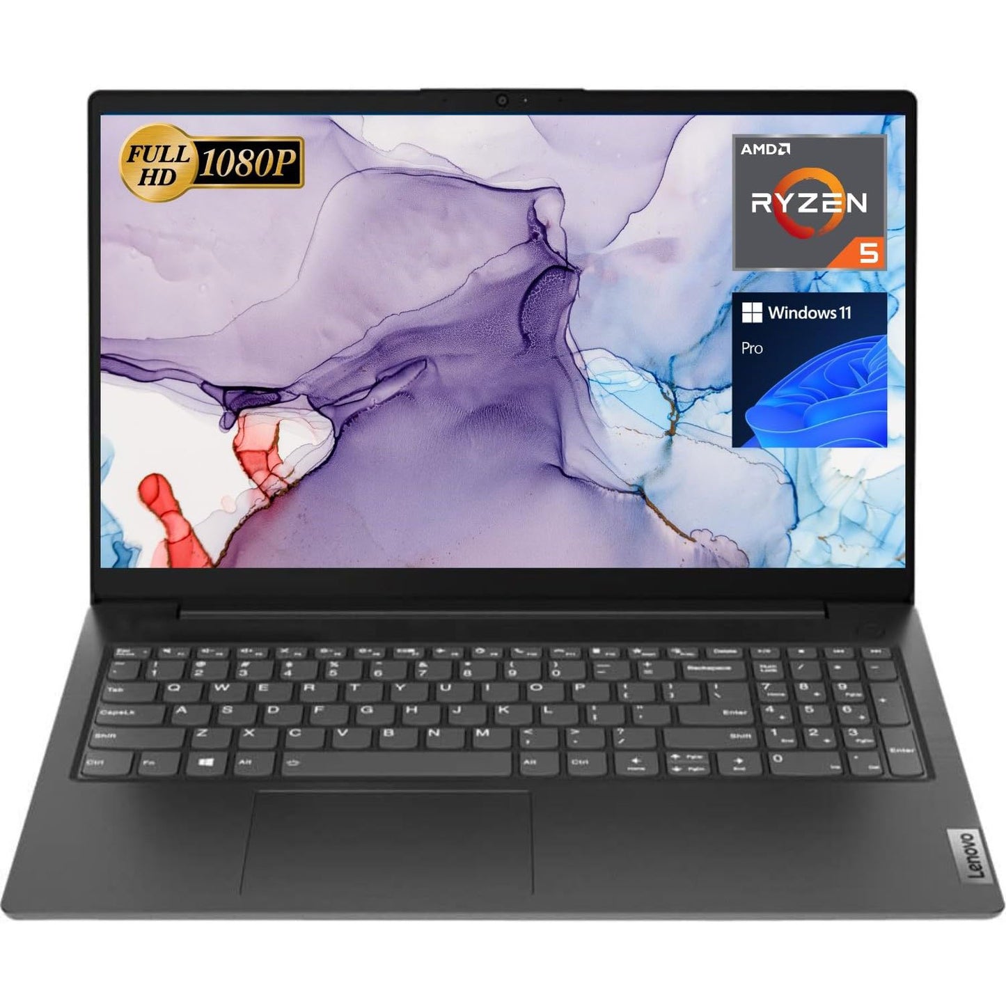 Lenovo V15 15.6" FHD Laptop, 15.6" FHD Display, AMD Ryzen 5 5500U Hexa-core Processor (Beat Intel i7-1065G7), AMD Radeon Graphics, 16GB RAM, 2TB SSD, RJ-45, Numeric Keypad, Wi-Fi, Windows 11 Pro, Black