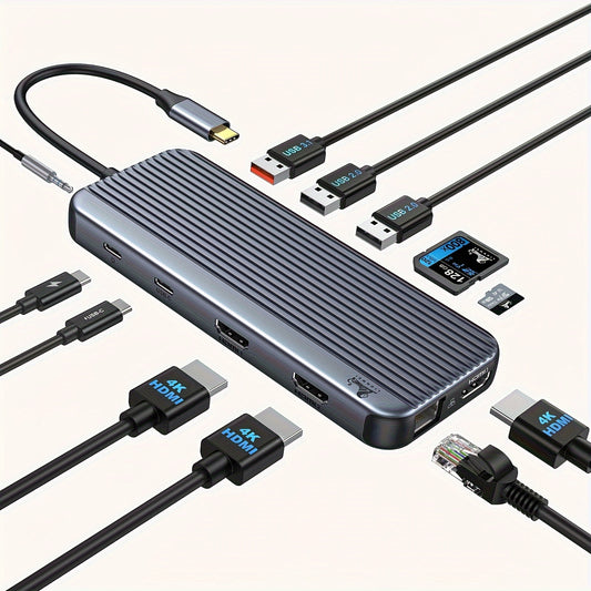 USB C Docking Station 3 Monitors, LIONWEI USB C Hub to 3 HDMI Docking Station Triple Monitor with 10Gbps USB C/ A 3. 1, 100W PD, Ethernet, Audio Ports for Dell/ HP/ Lenovo/ MacBook