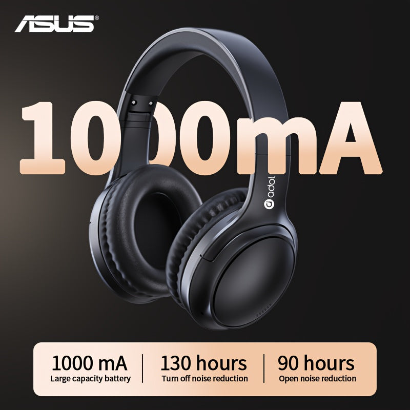 ASUS Active Noise Cancelling Wireless Over-Ear Headphones, Built-in Microphone, Long Battery Life with 1000mAh, Foldable & Adjustable Design, Suitable for Gaming/Music/Movies