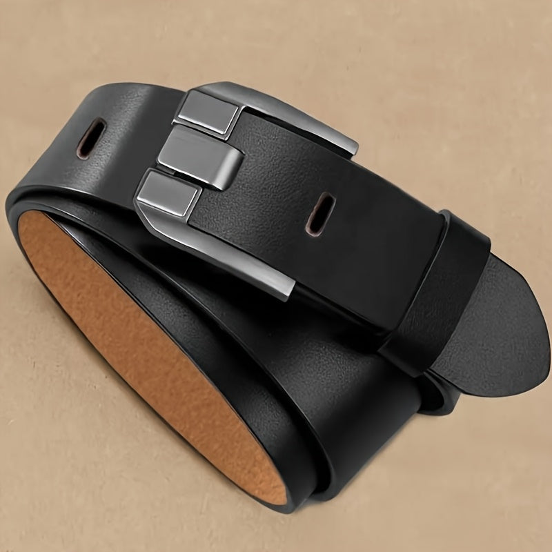 Men'S Genuine Leather Belt with Alloy Buckle - Casual Retro Style, Black, Perfect Gift for Husband or Father, Everyday Accessory|Casual Style Belt|Durable Leather Belt, Belt For Men, Men'S Belt