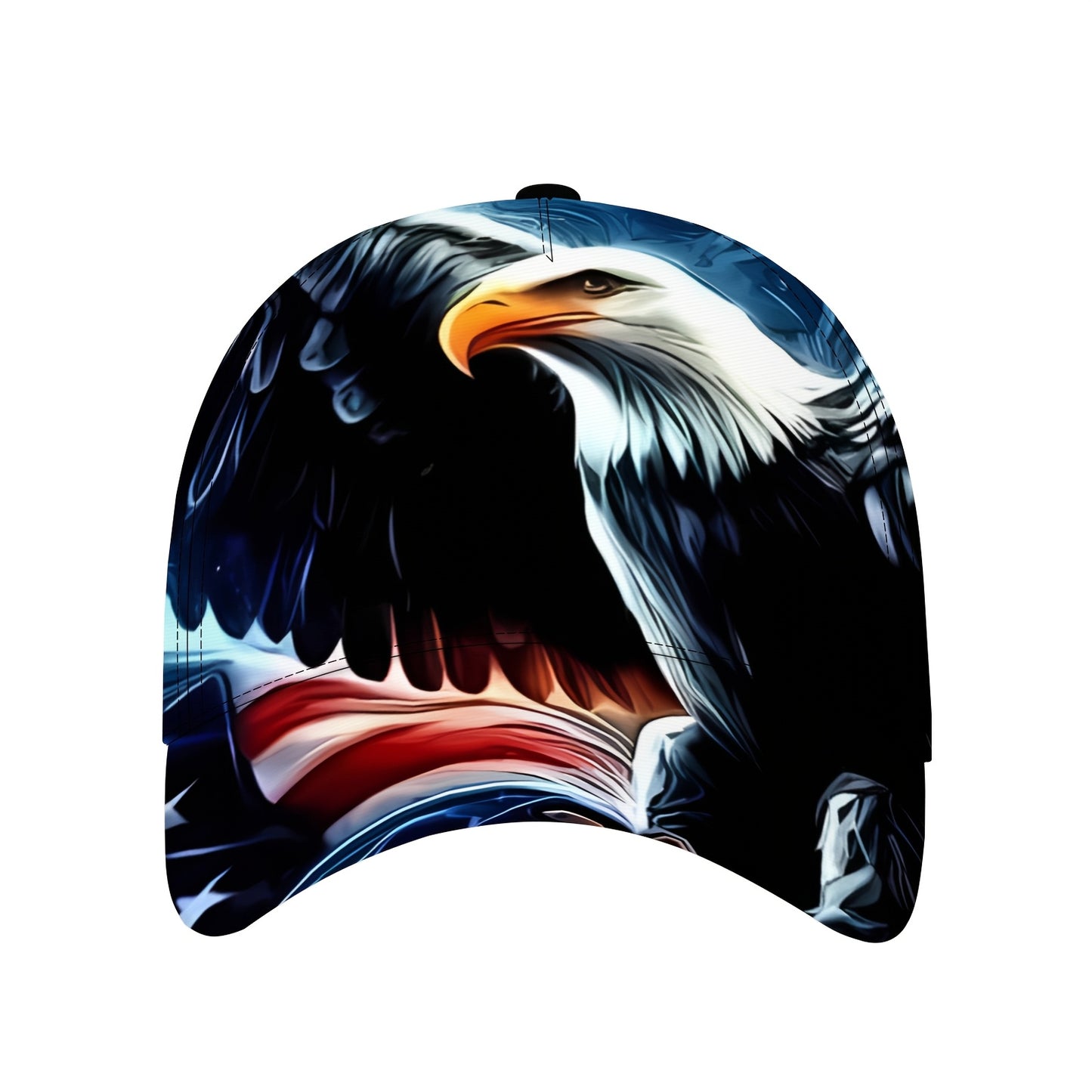 1pc Eagle Head & American Flag Baseball Cap - Adjustable Snapback, Lightweight Polyester, with Red, & Stripes - Patriotic Graffiti Hat For Men & Women, Halloween, Christmas, Thanksgiving - Streetwear Fashion Accessory, Machin