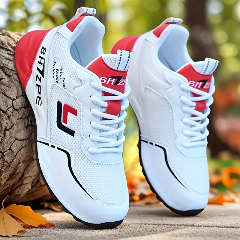 A Pair of Men's Casual Sports Shoes, Trendy and Versatile Fashionable Gym Sneakers, Casual Attire, Casual Footwear, Modern Design, Sporty Look, Durable Pu Upper, Supportive Sole, Allseason Shoes, Men's Sneakers, Fitness Enthu