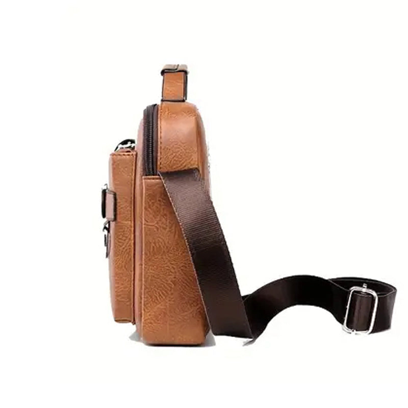 Men'S Vintage Brown Briefcase - Adjustable Shoulder Strap, Multiple Compartments, Zipper Closure, Casual Business Handbag for Daily Commute, Casual Business Bag | Vintage Style Bag | Durable Zipper Closure, Briefcase
