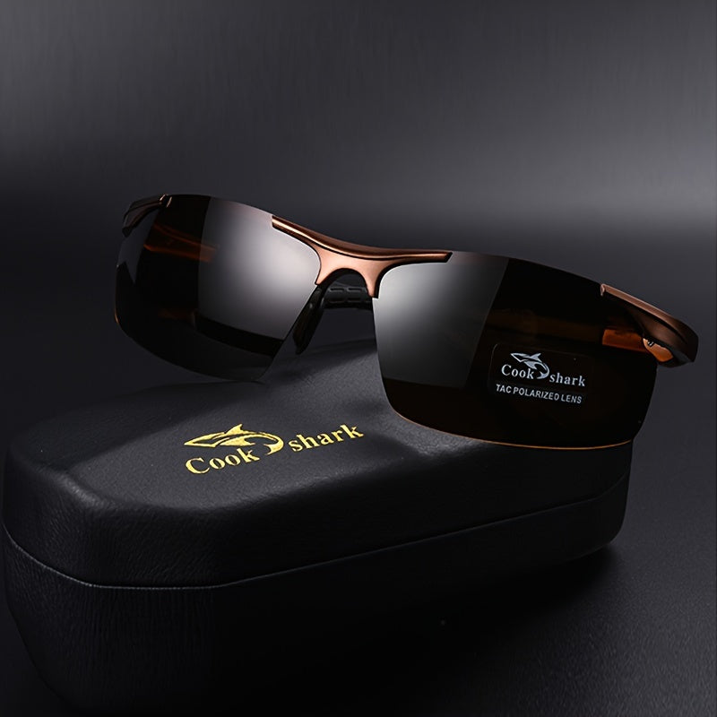 CookShark Men's Polarized Fashion Glasses - Wide Frame (>139mm) for Driving, Fishing & Hiking, Lightweight Durable Design with Protective Case, Casual Outdoor Travel Goggles, Sleek Construction, Quality Lenses