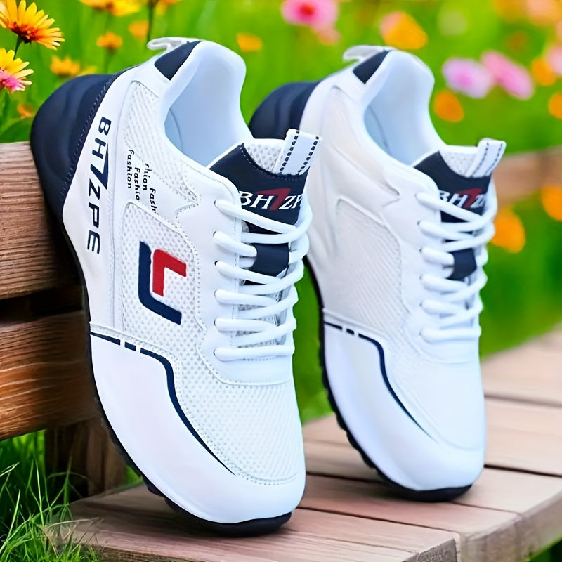 A Pair of Men's Casual Sports Shoes, Trendy and Versatile Fashionable Gym Sneakers, Casual Attire, Casual Footwear, Modern Design, Sporty Look, Durable Pu Upper, Supportive Sole, Allseason Shoes, Men's Sneakers, Fitness Enthu