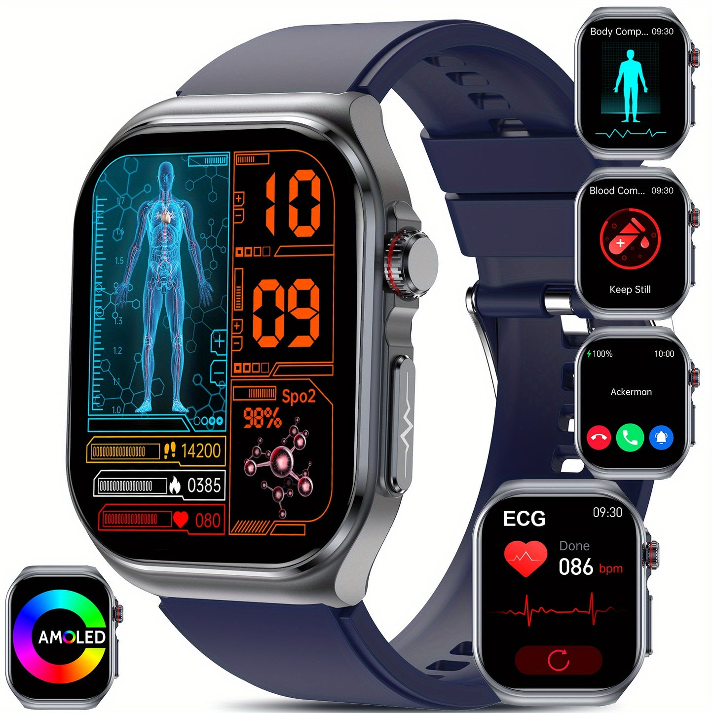 2025 New Smartwatch: 5.18cm AMOLED Large Display, 530mAh Long-Last Battery, BT 5.3 Call, Multi-Sport Modes, Voice Assistant, SOS, Menstrual Tracking, Weather Forecast, Fitness Tracker Watch for Android & IOS, Best Gift for Fa