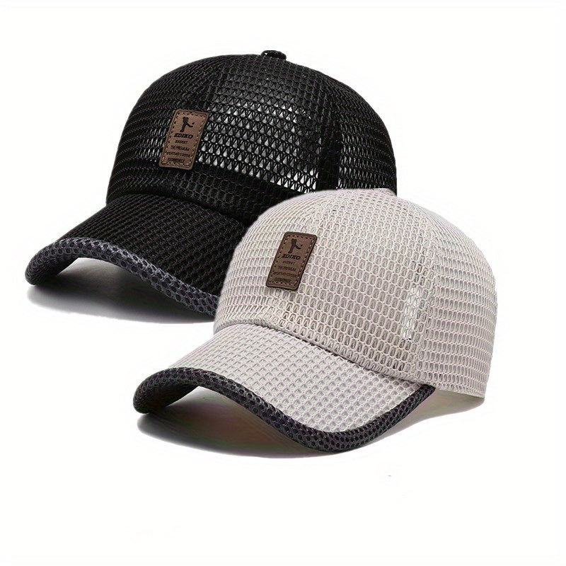 2pcs Ediko Mesh Cap with Edge, Summer Mesh Baseball Cap for Men, Truck Driver Mesh Cap, Outdoor Sports Running. Fabric.
