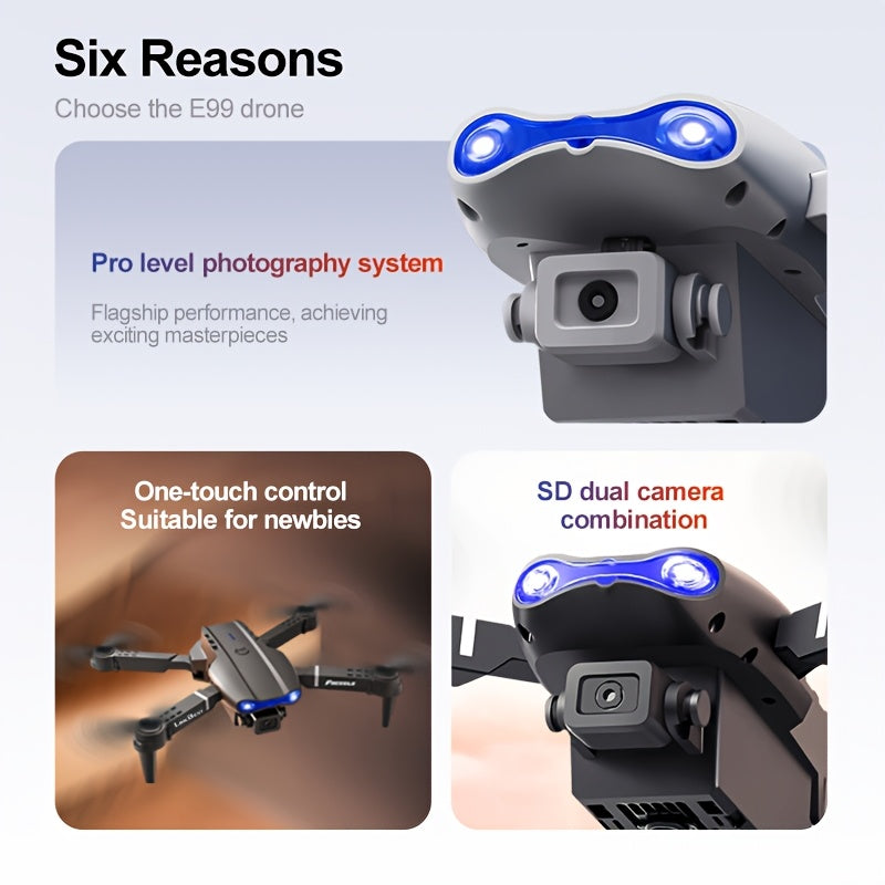 One screen in hand, boundless vision - the new E99 Nova drone takes you to overlook a new world, with real-time large screen and stable optical flow, enjoying clear vision, Aerial Photography, Outdoor Exploration, Compact Des