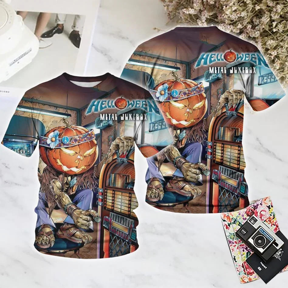 Classic Rock Helloween T-shirts Male 3D Print Men Women Hip Hop Trend Short Sleeve TShirt Street Loose Casual Oversized Y2k Tops